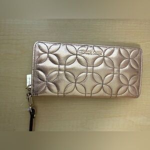 Michael Kors Metallic Gold Quilted Wristlet